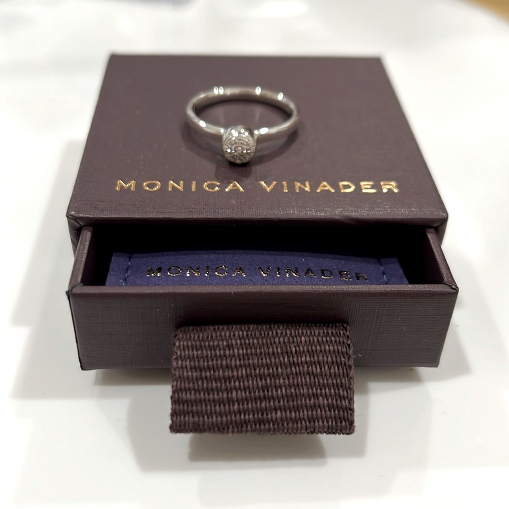 MONICA VINADER FIJI MINI DIAMOND BUTTON STACK RING BRAND NEW SIZE 7.5